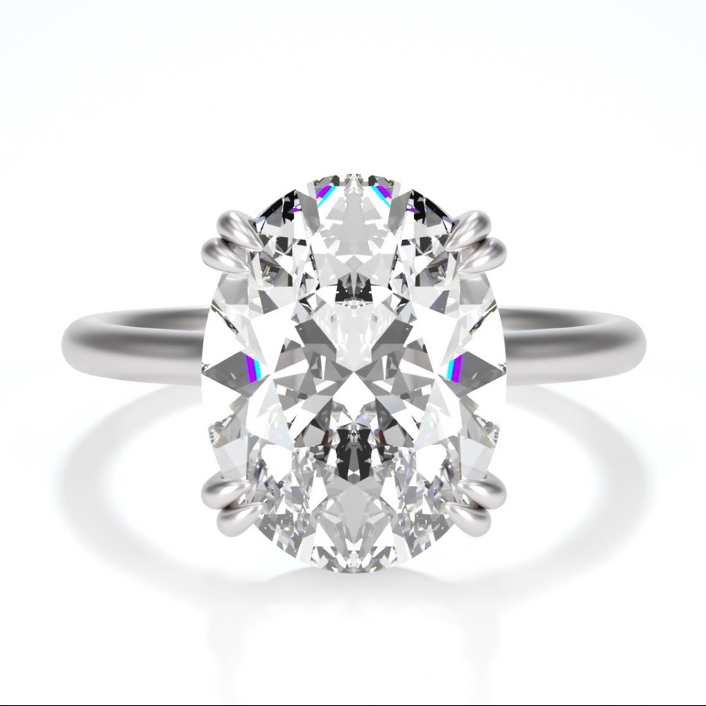 14k White Gold 5ct Crushed Ice Oval - Picture 3 of 16